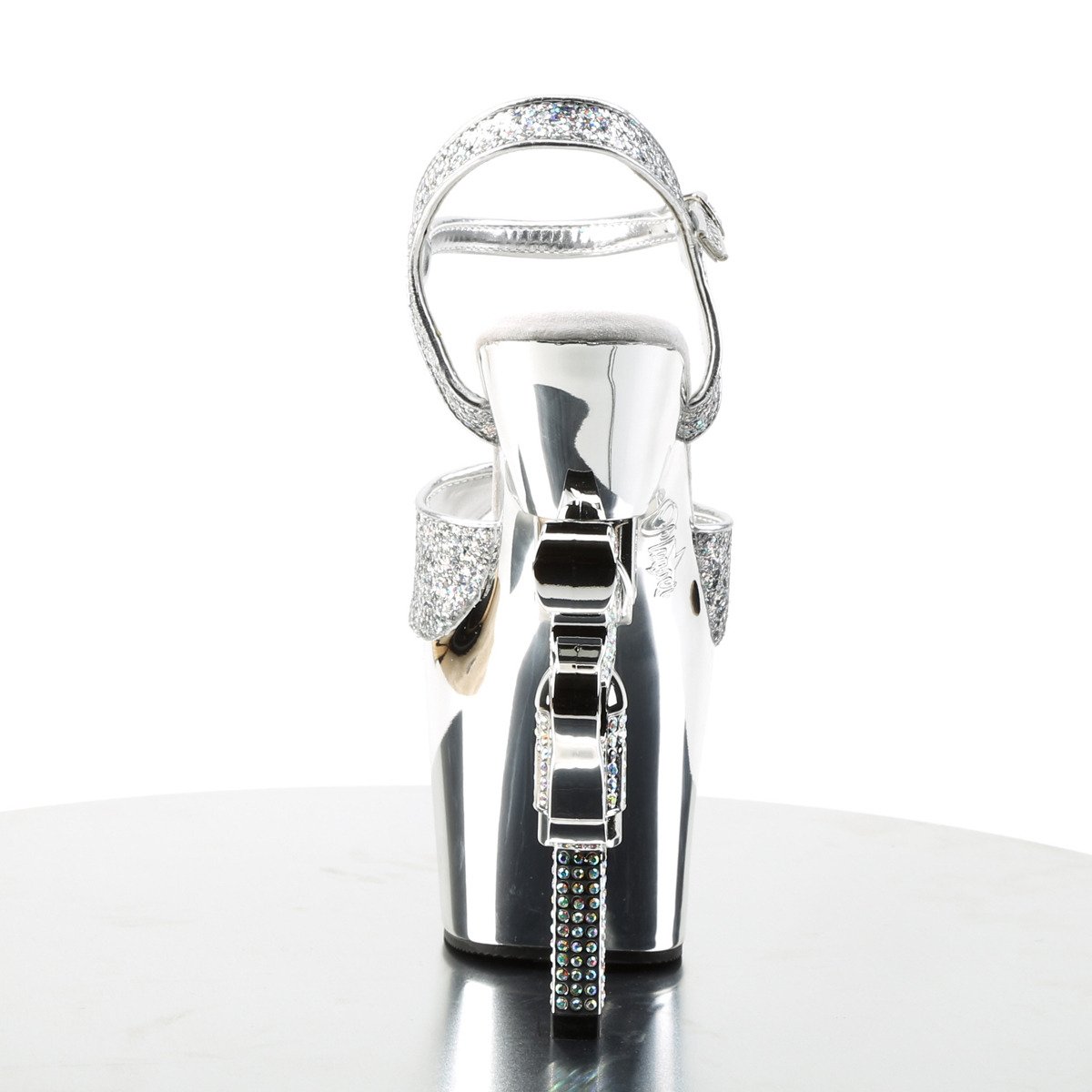 Pleaser Revolver-709G SG/M - Silver High-Platform Sandals