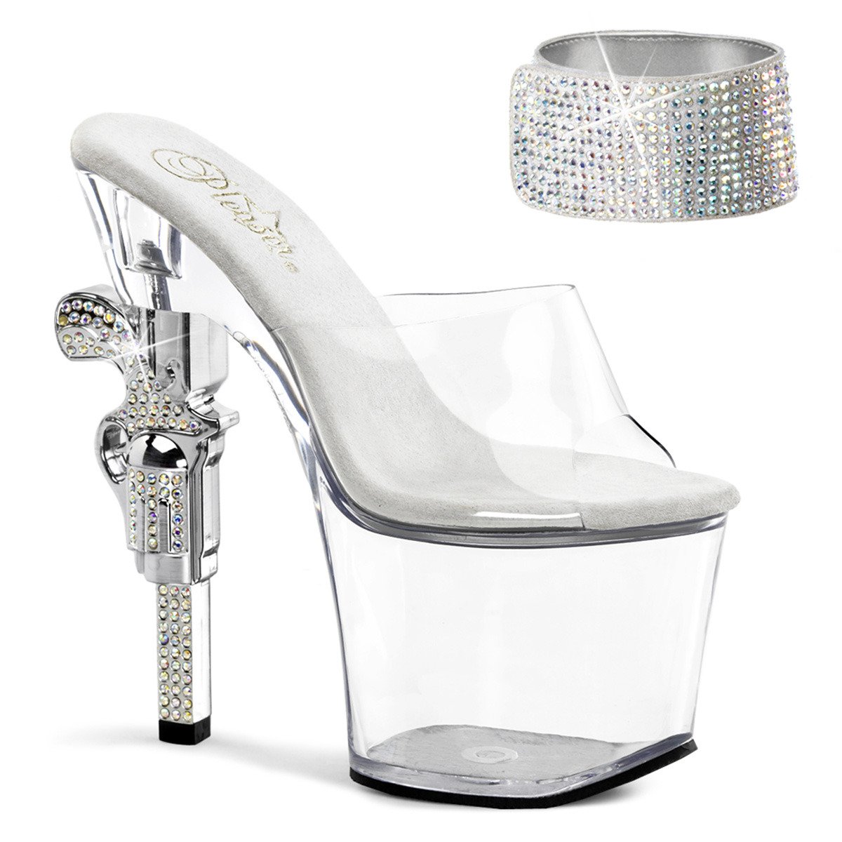 Pleaser Revolver-712 C/M - Clear High-Platform Sandals