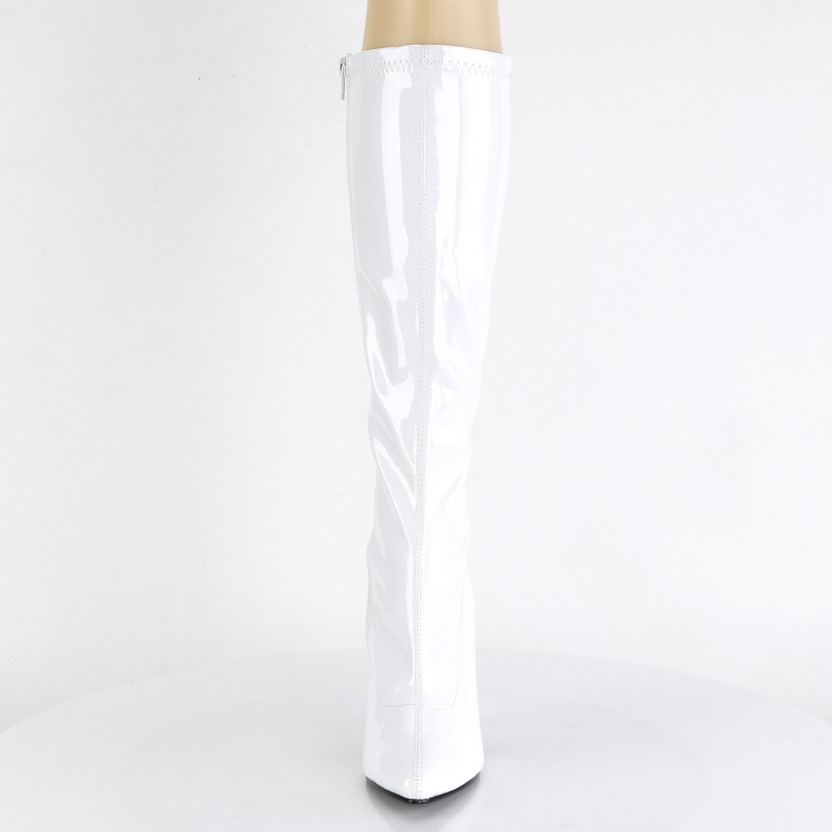 Pleaser Seduce-2000 W - Shiny White High-Heel Knee High Single Sole Boots