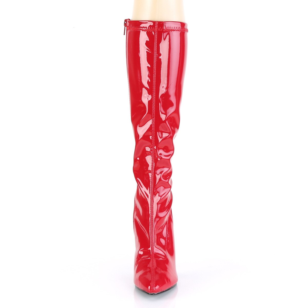 Pleaser Seduce-2000 R - Shiny Red High-Heel Knee High Single Sole Boots