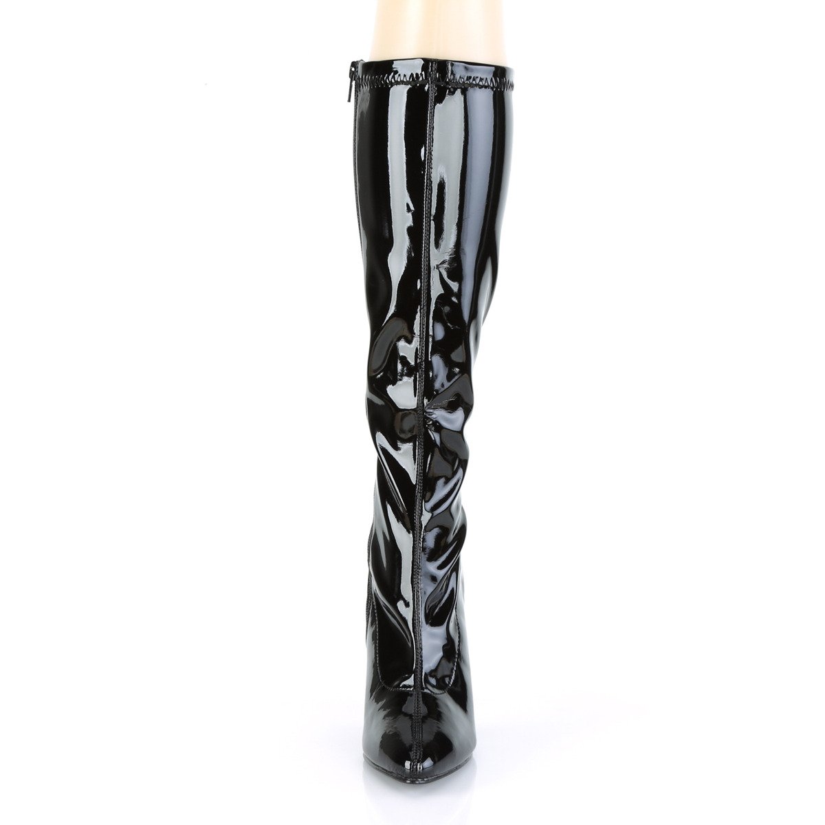 Pleaser Seduce-2000 B - Shiny Black High-Heel Knee High Single Sole Boots