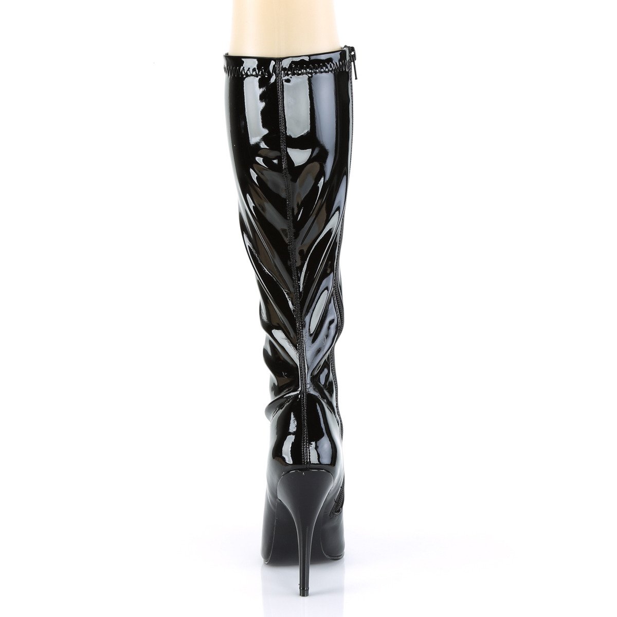 Pleaser Seduce-2000 B - Shiny Black High-Heel Knee High Single Sole Boots