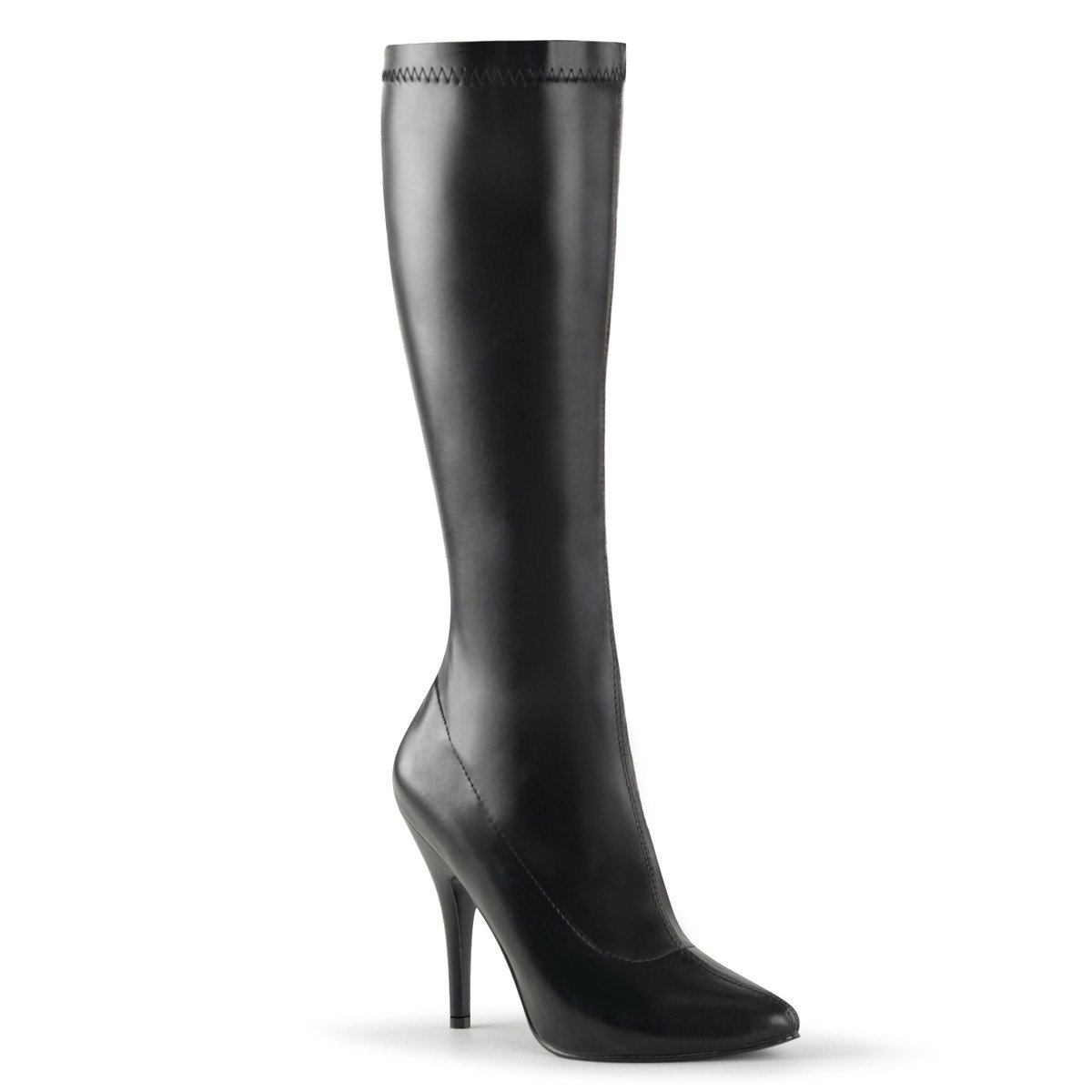 Pleaser Seduce-2000 B/PU - Black High-Heel Knee High Single Sole Boots