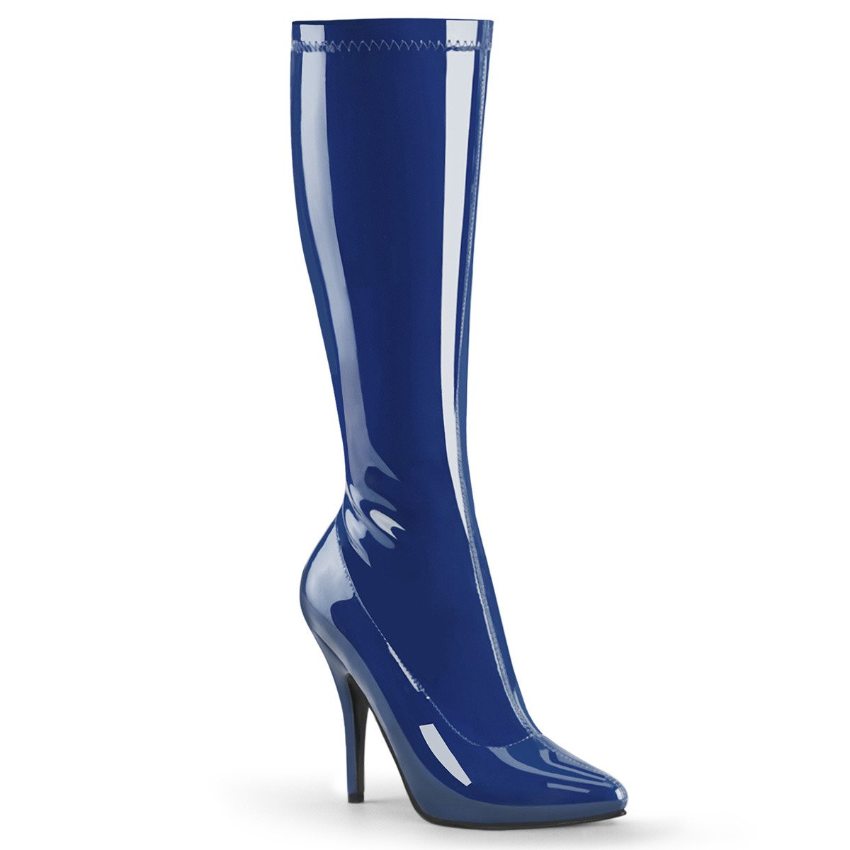 Pleaser Seduce-2000 NB - Shiny Blue High-Heel Knee High Single Sole Boots