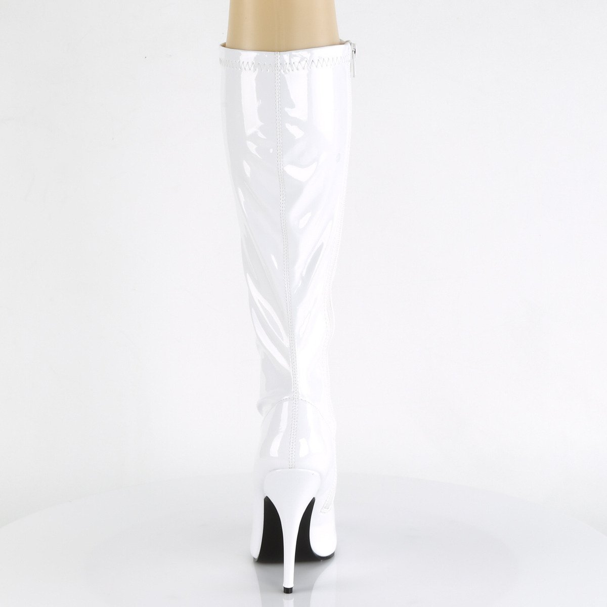 Pleaser Seduce-2000 W - Shiny White High-Heel Knee High Single Sole Boots
