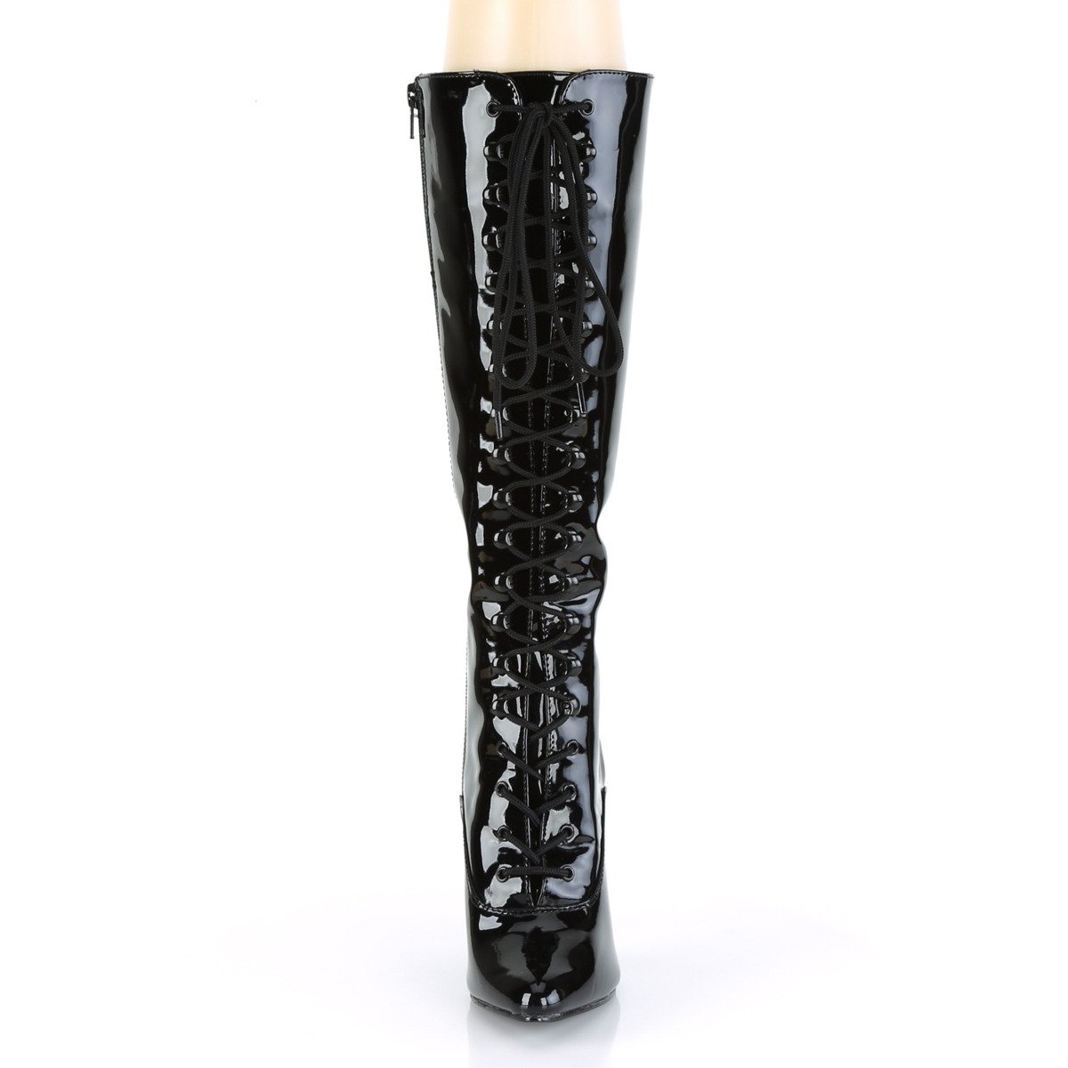 Pleaser Seduce-2020 B - Shiny Black High-Heel Knee High Single Sole Boots