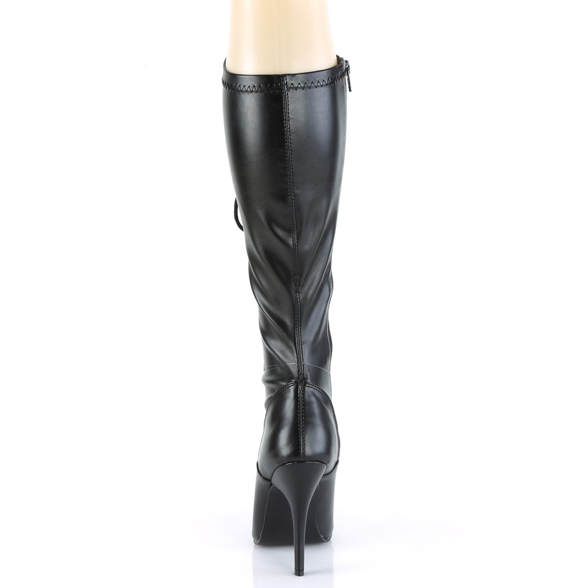 Pleaser Seduce-2024 B/PU - Black High-Heel Knee High Single Sole Boots
