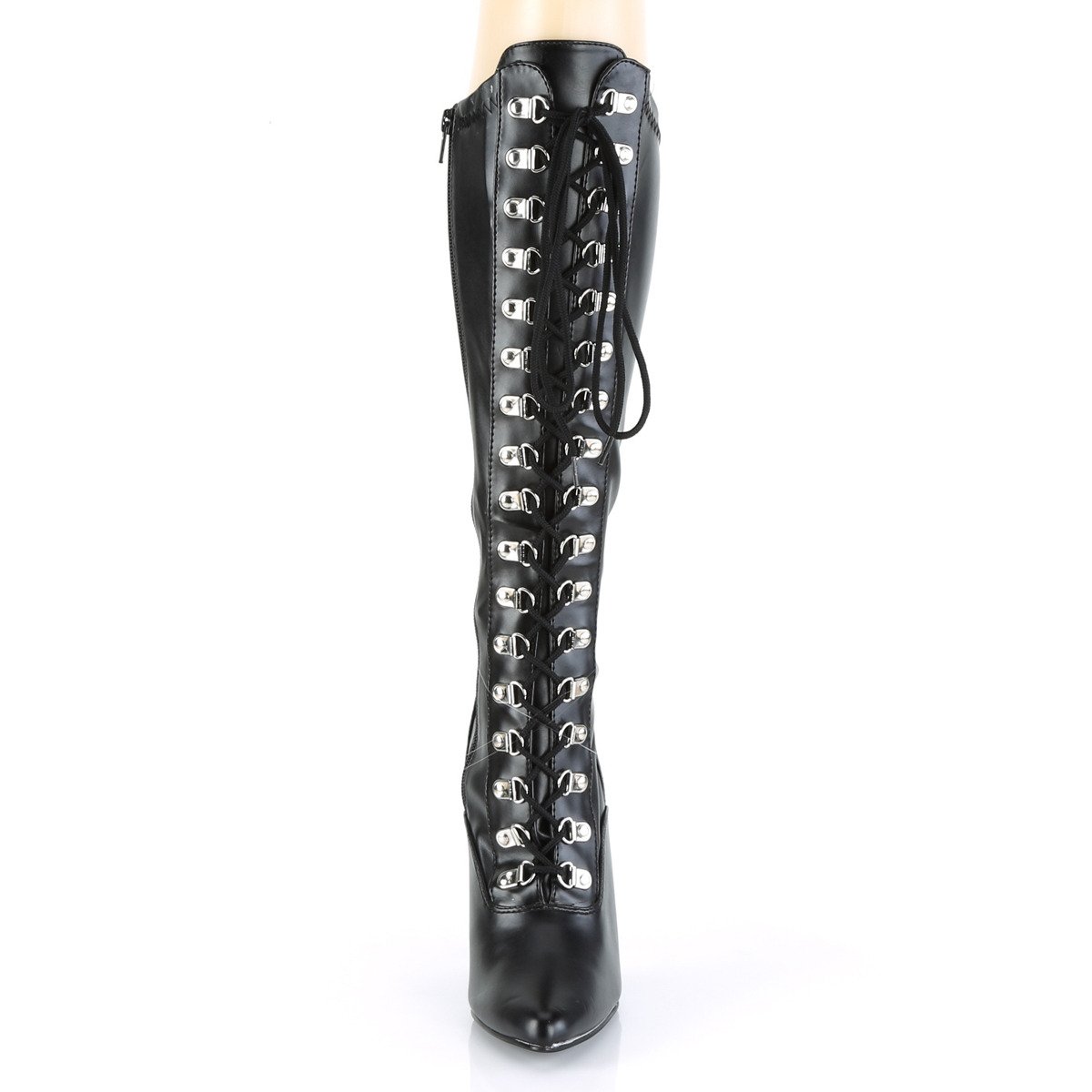 Pleaser Seduce-2024 B/PU - Black High-Heel Knee High Single Sole Boots