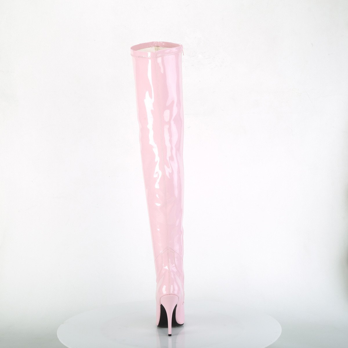 Pleaser Seduce-3000 BP - Shiny Pink High-Heel Single Sole Thigh High Boots