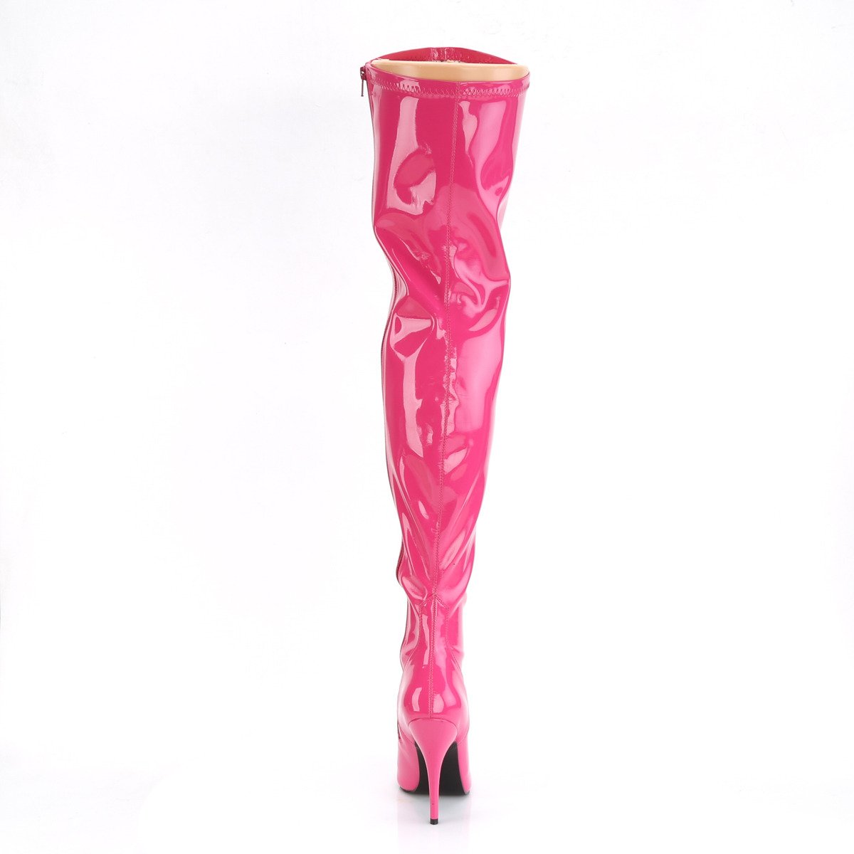 Pleaser Seduce-3000 HP - Shiny Pink High-Heel Single Sole Thigh High Boots