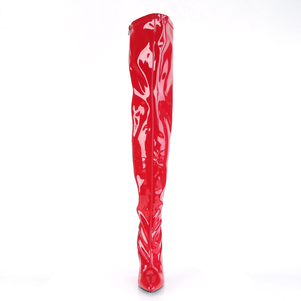 Pleaser Seduce-3000 R - Shiny Red High-Heel Single Sole Thigh High Boots