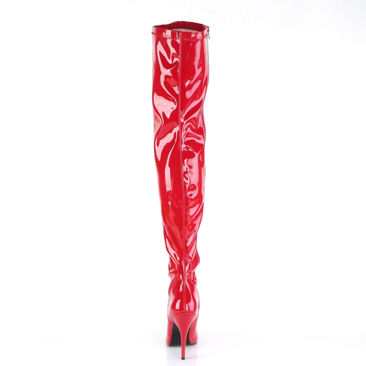 Pleaser Seduce-3000 R - Shiny Red High-Heel Single Sole Thigh High Boots
