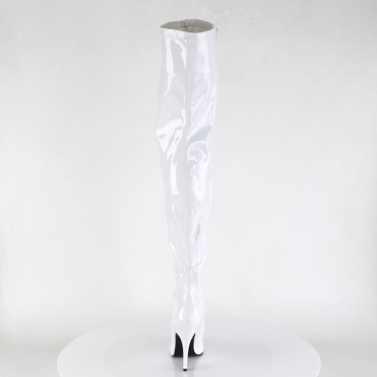 Pleaser Seduce-3000 W - Shiny White High-Heel Single Sole Thigh High Boots