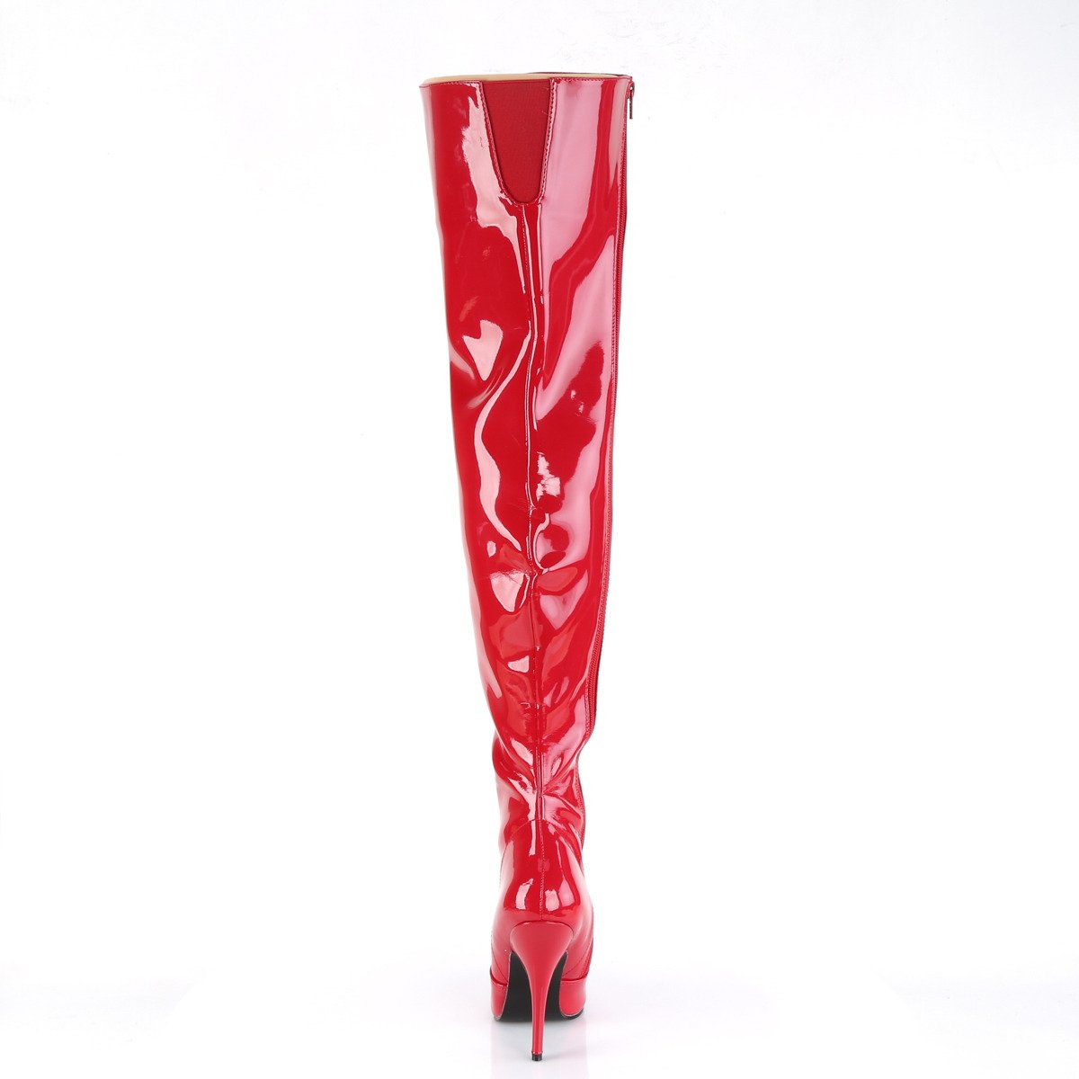 Pleaser Seduce-3010 R - Shiny Red High-Heel Single Sole Thigh High Boots
