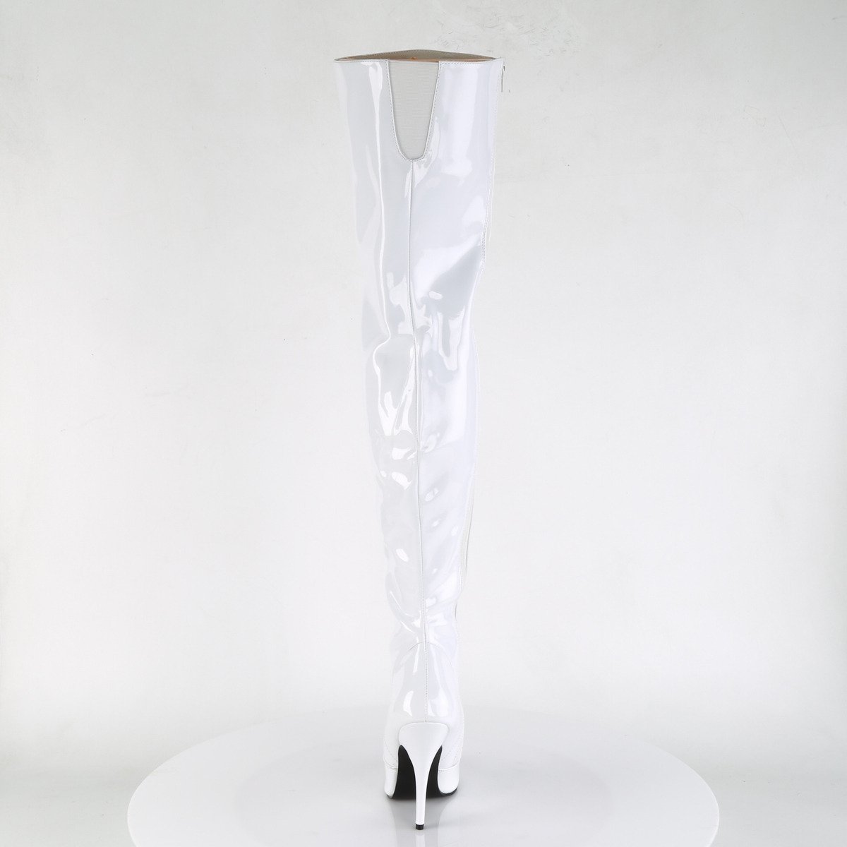 Pleaser Seduce-3010 W - Shiny White High-Heel Single Sole Thigh High Boots