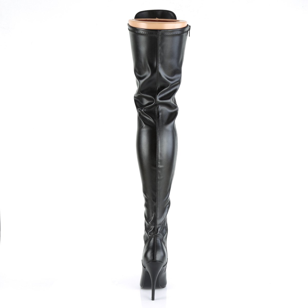 Pleaser Seduce-3024 B/PU - Black High-Heel Single Sole Thigh High Boots