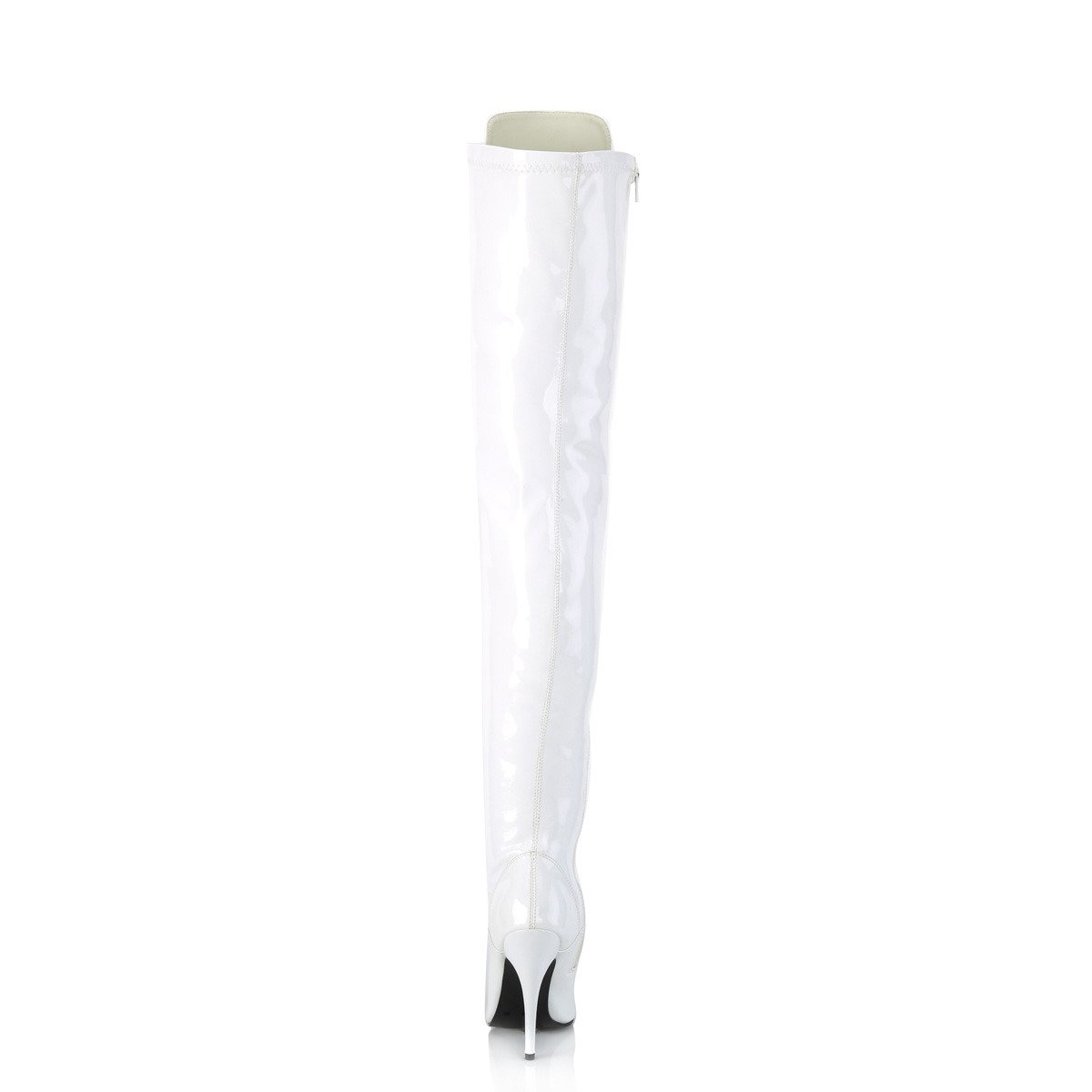 Pleaser Seduce-3024 W - Shiny White High-Heel Single Sole Thigh High Boots