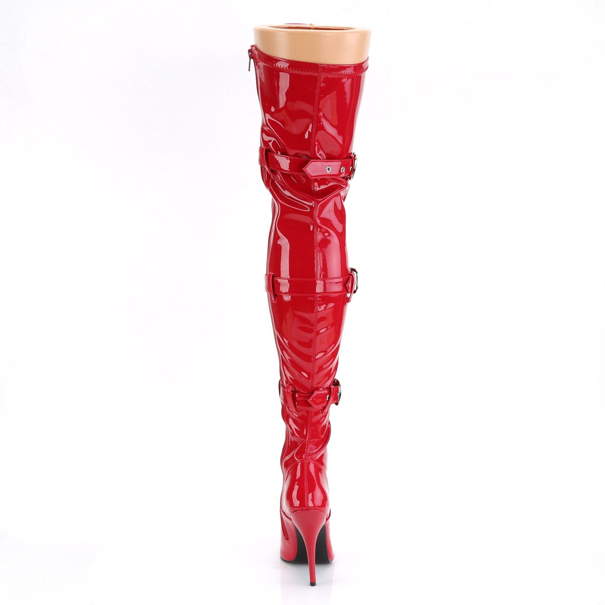 Pleaser Seduce-3028 R - Shiny Red High-Heel Single Sole Thigh High Boots