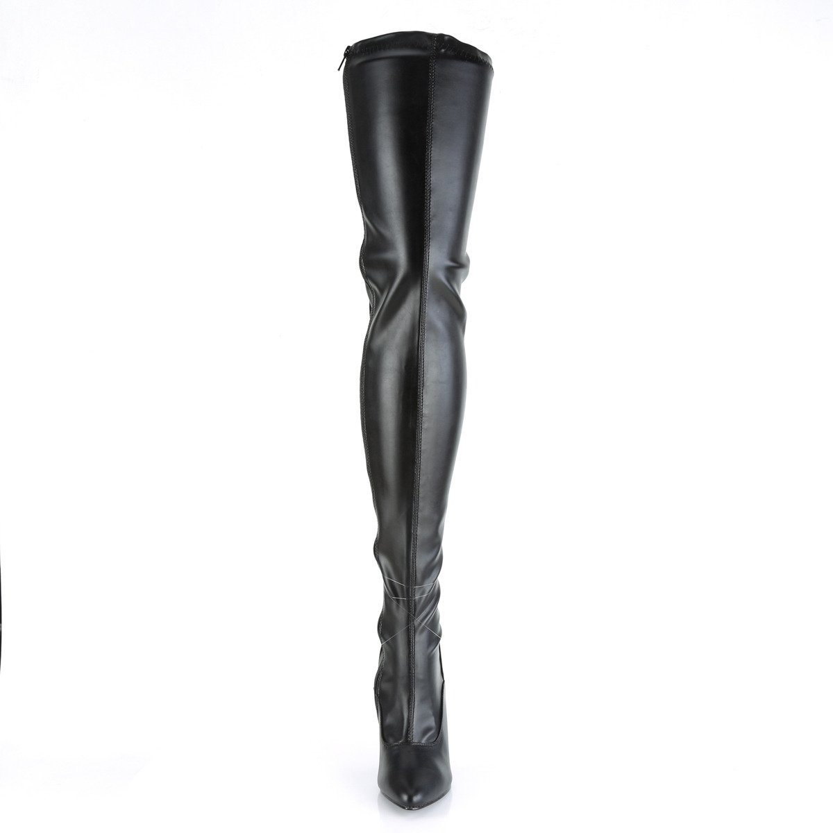 Pleaser Seduce-3063 B/PU - Black High-Heel Single Sole Thigh High Boots