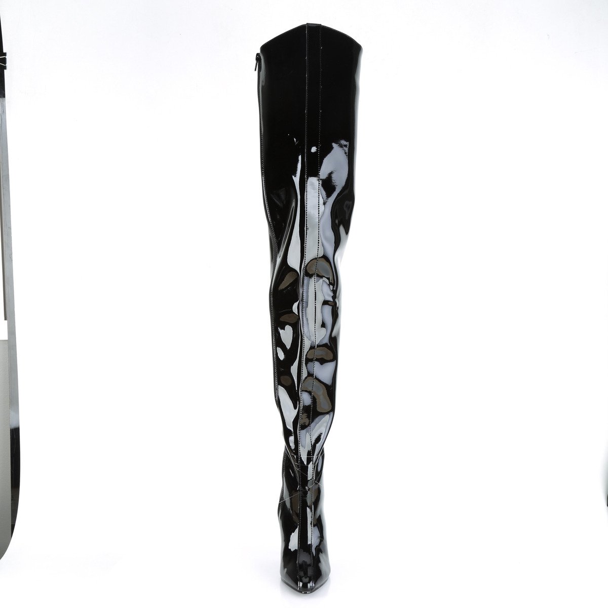 Pleaser Seduce-4010 B - Shiny Black High-Heel Single Sole Thigh High Boots