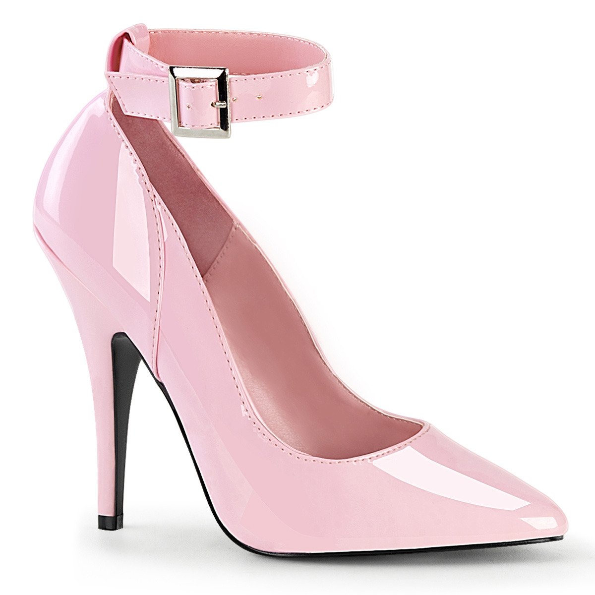 Pleaser Seduce-431 BP - Shiny Pink High-Heel Single Sole Pumps With Straps