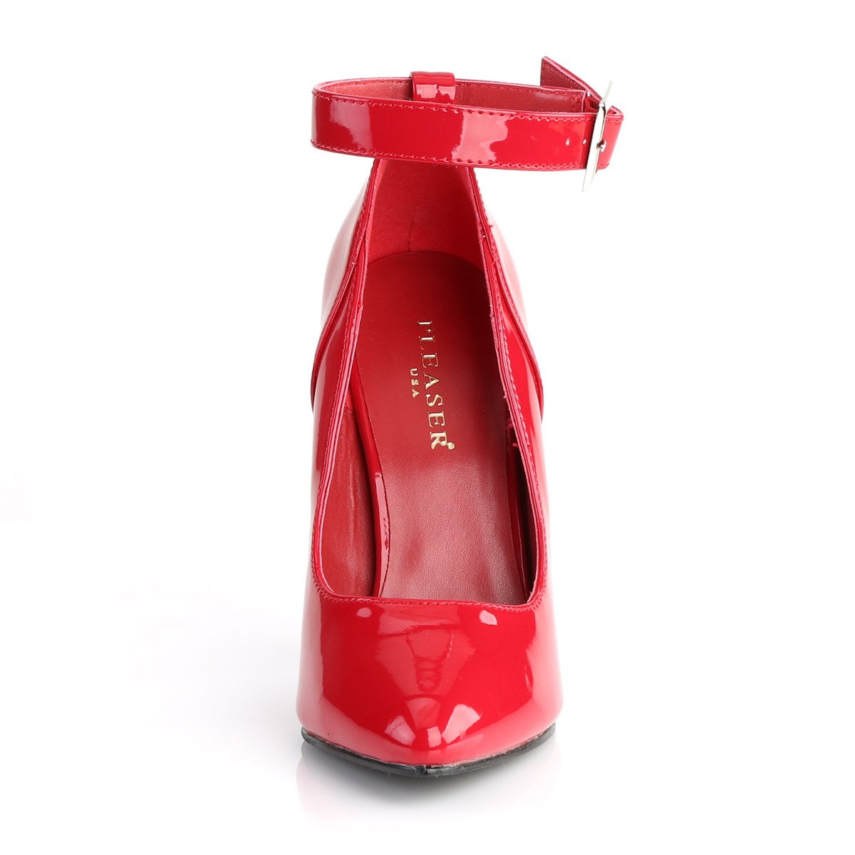 Pleaser Seduce-431 R - Shiny Red High-Heel Single Sole Pumps With Straps