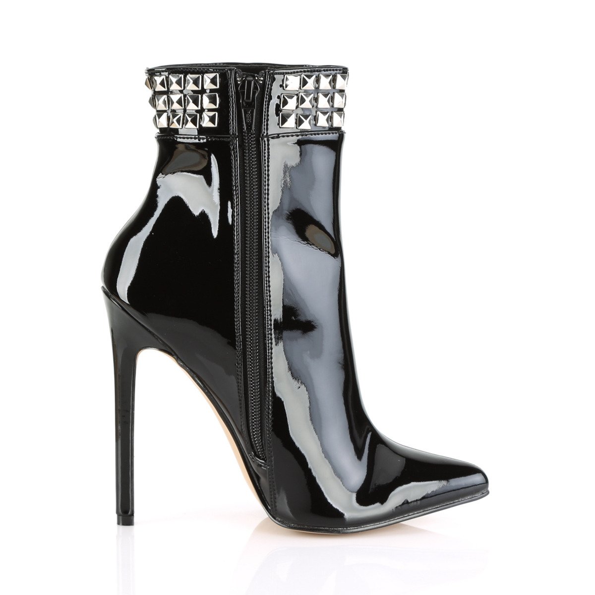 Pleaser Sexy-1006 B - Shiny Black High-Heel Single Sole Ankle Boots