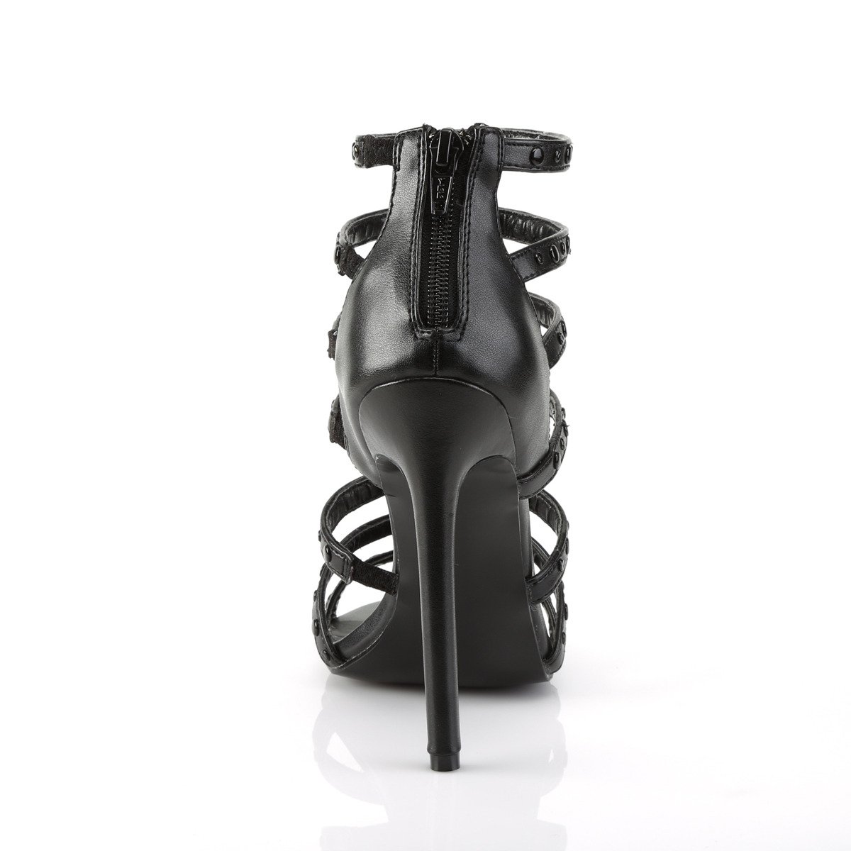 Pleaser Sexy-15 BPU - Black High-Heel Single Sole Strap Heels