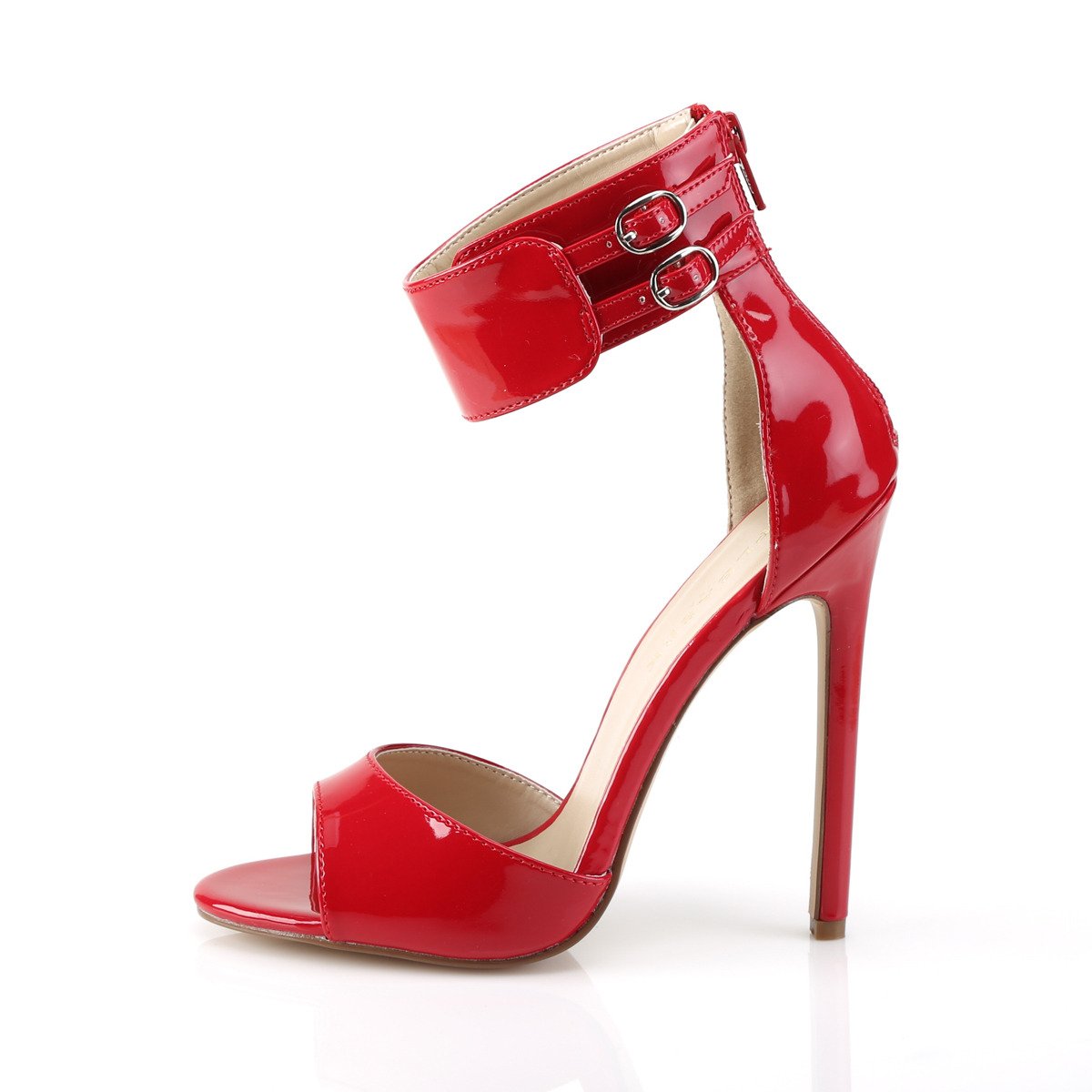 Pleaser Sexy-19 R - Shiny Red High-Heel Single Sole Ankle Strap Heels