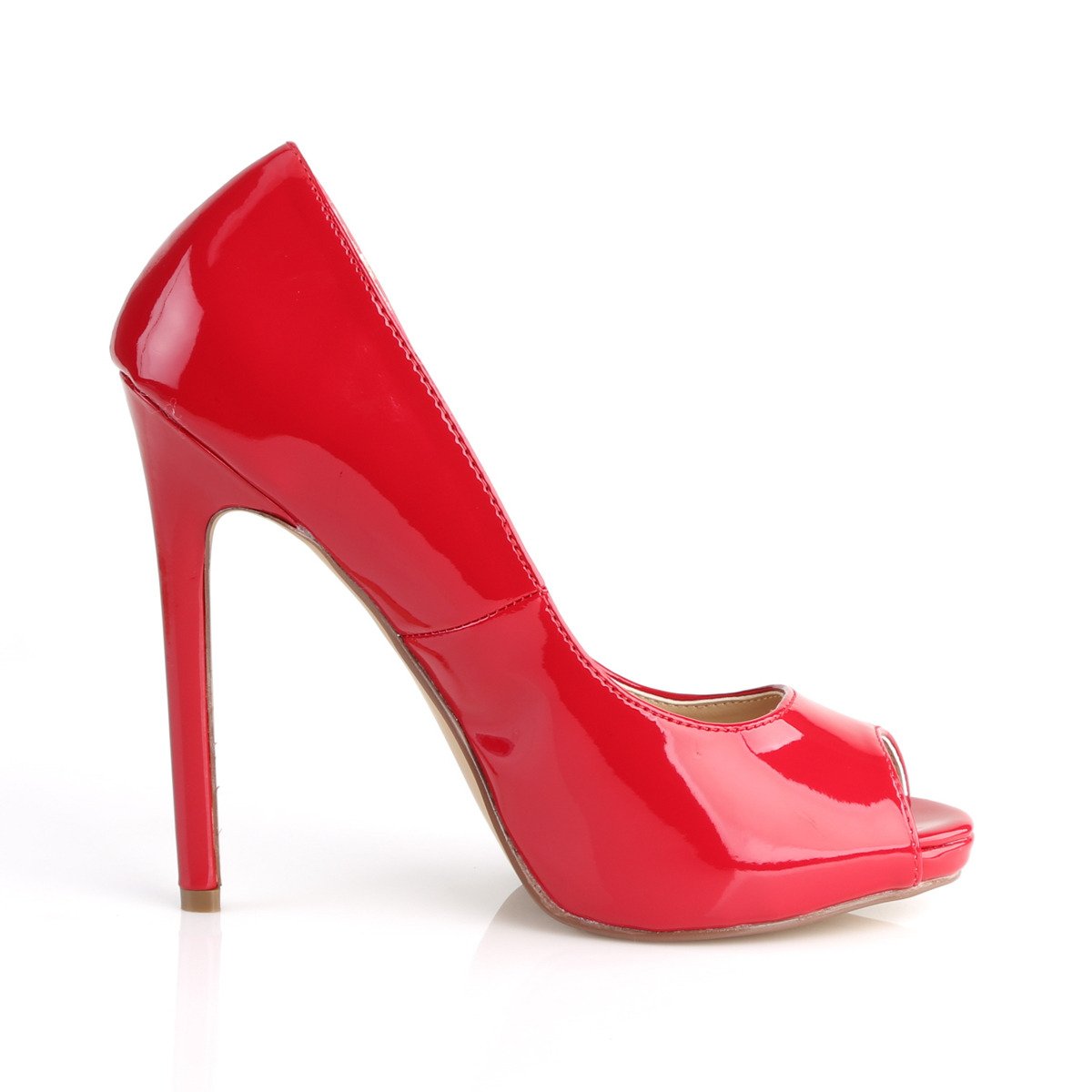 Pleaser Sexy-42 R - Shiny Red High-Heel Single Sole Peep Toe Heels