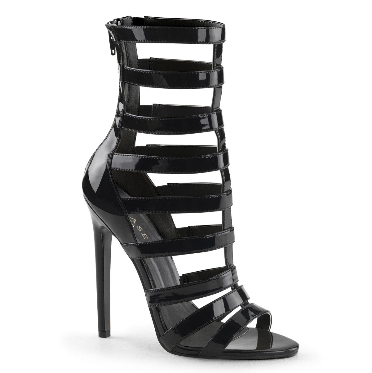 Pleaser Sexy-52 B - Shiny Black High-Heel Single Sole Strap Heels