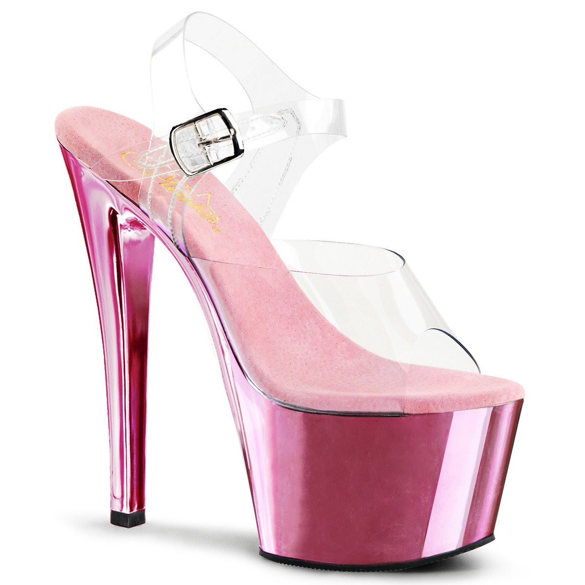 Pleaser Sky-308 C/BPCH - Clear High-Platform Sandals