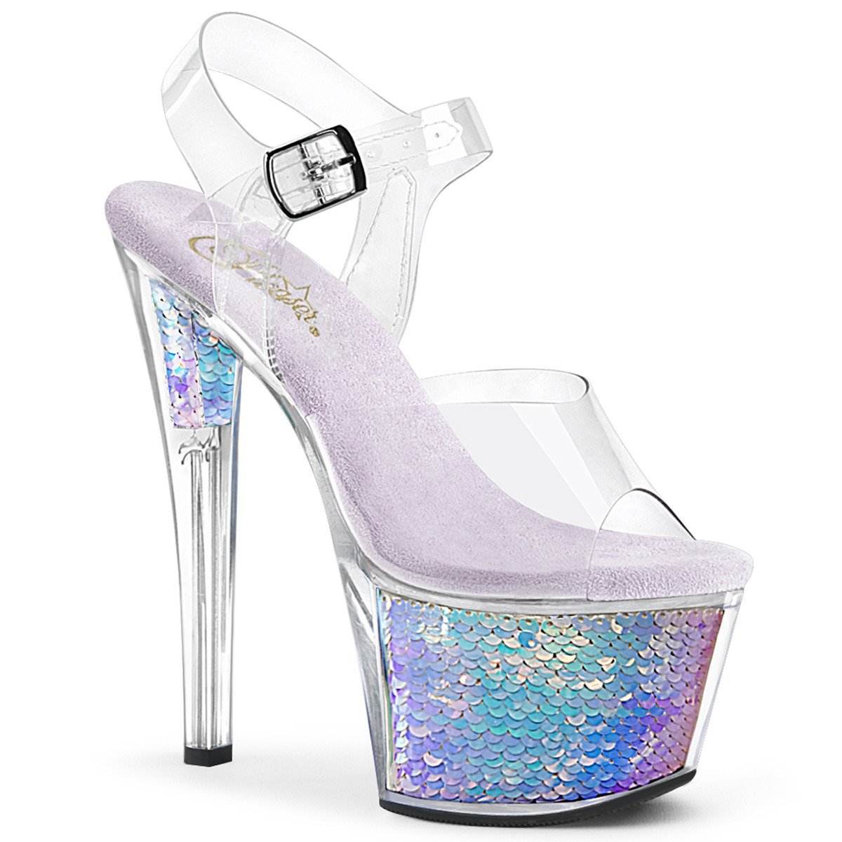 Pleaser Sky-308MC C/LVHG - Clear High-Platform Sandals