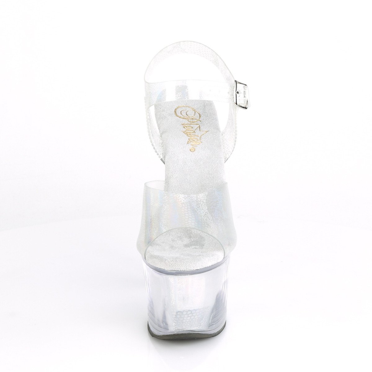 Pleaser Sky-308N SHGTPU/M - Silver High-Platform Sandals