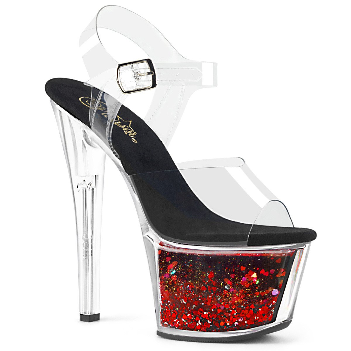 Pleaser Sky-308WHG C/B-RG - Clear High-Platform Sandals
