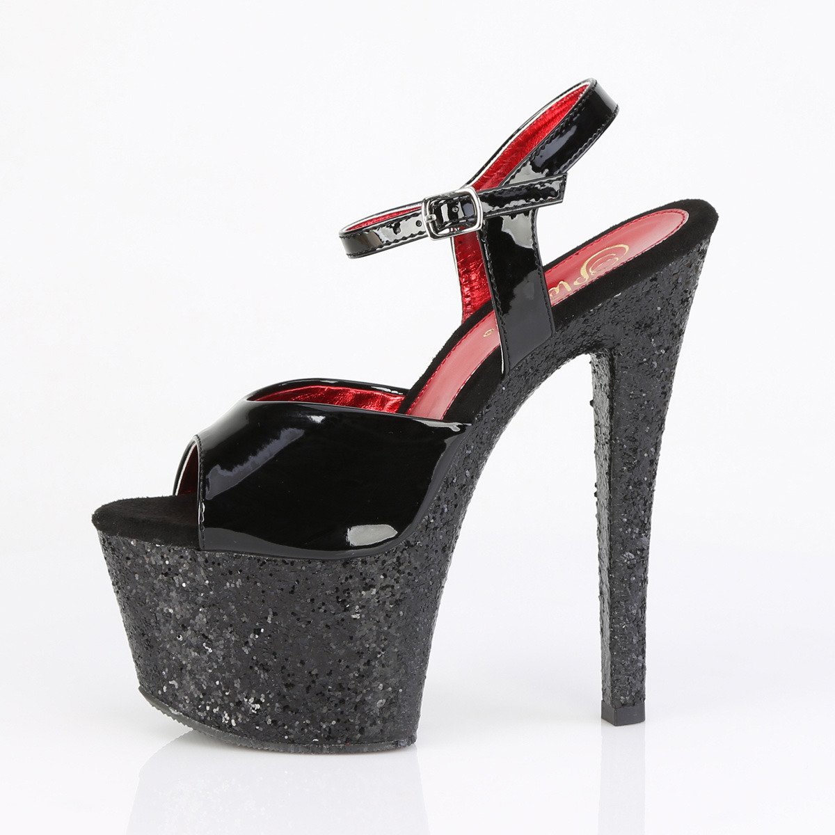 Pleaser Sky-309 B/BG - Shiny Black High-Platform Sandals