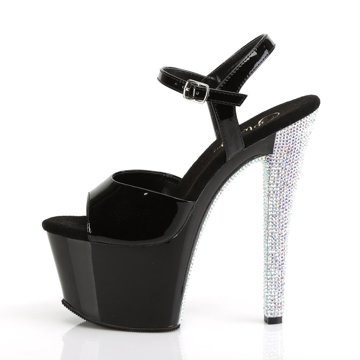 Pleaser Sky-309CHRS B/B-SRS - Shiny Black High-Platform Sandals
