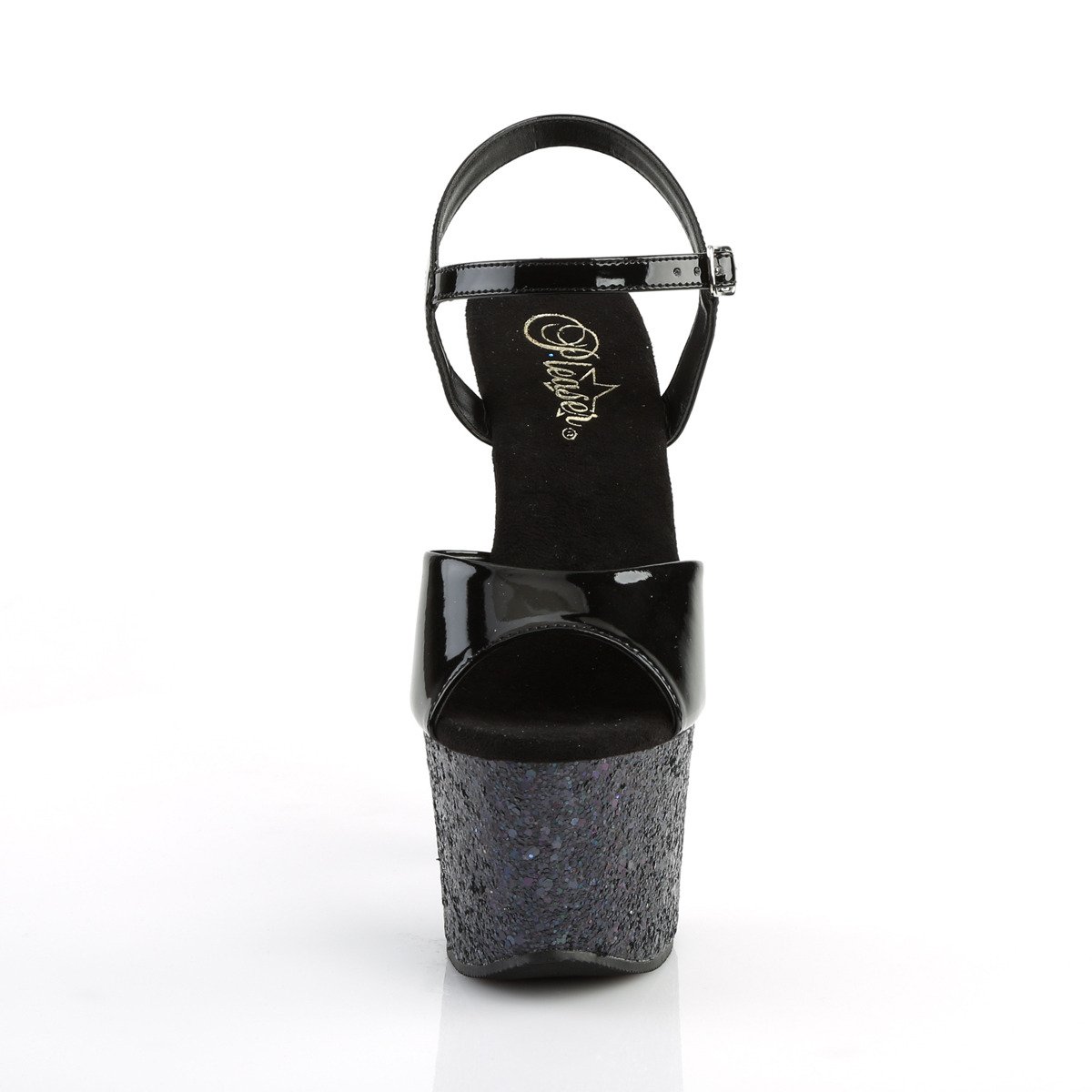 Pleaser Sky-309LG B/M - Shiny Black High-Platform Sandals