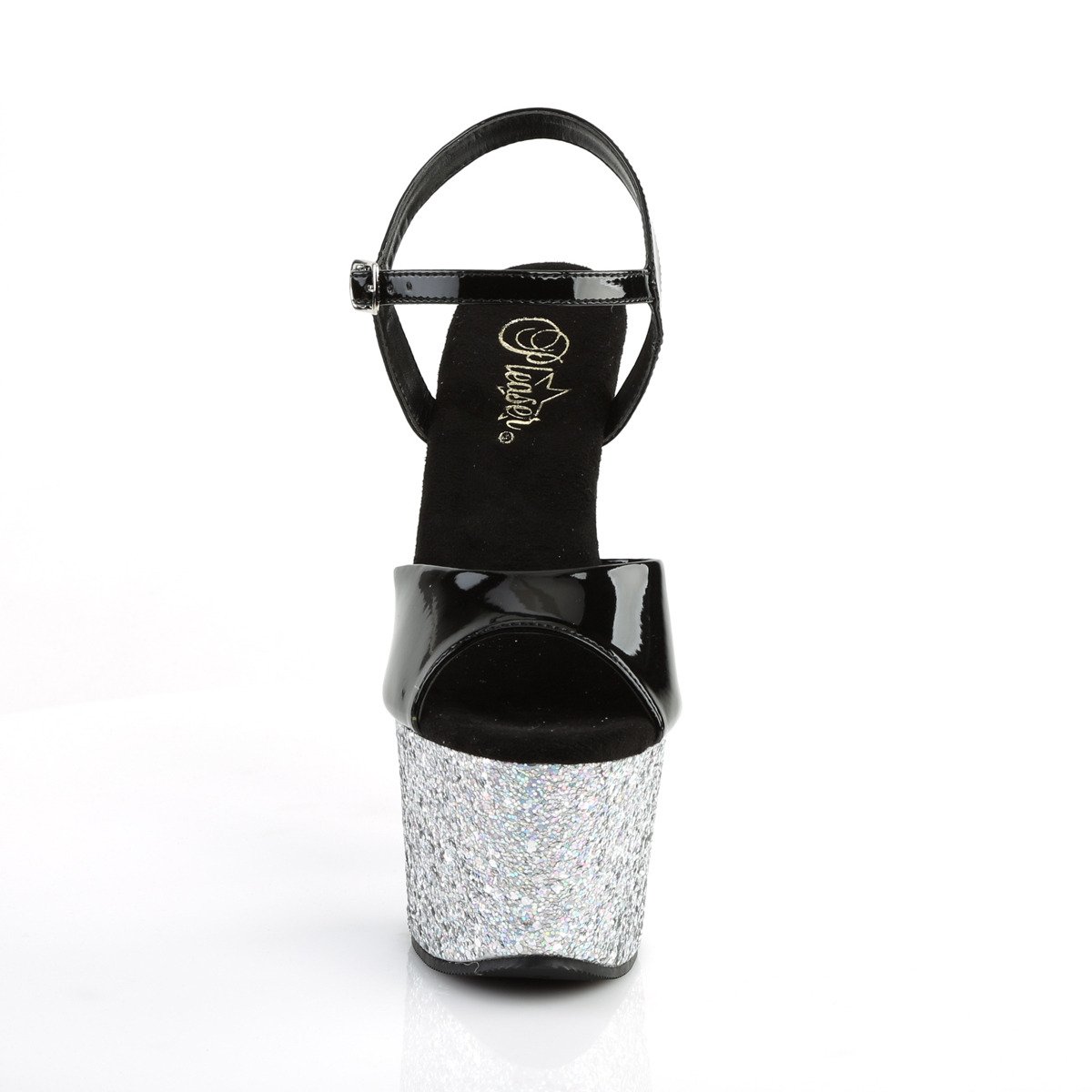 Pleaser Sky-309LG B/SG - Shiny Black High-Platform Sandals