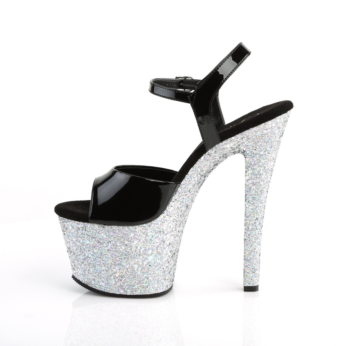 Pleaser Sky-309LG B/SG - Shiny Black High-Platform Sandals