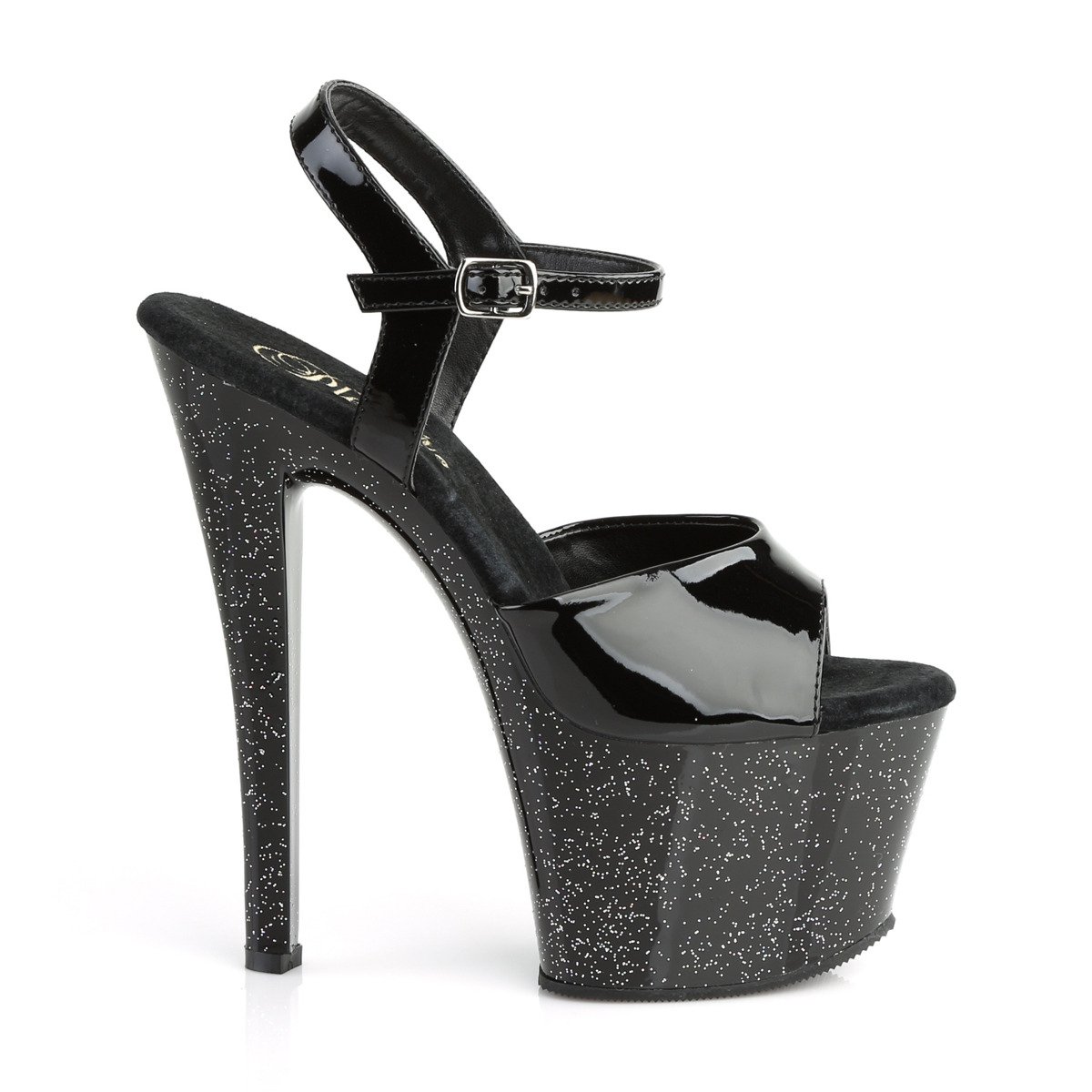 Pleaser Sky-309MG B/M - Shiny Black High-Platform Sandals