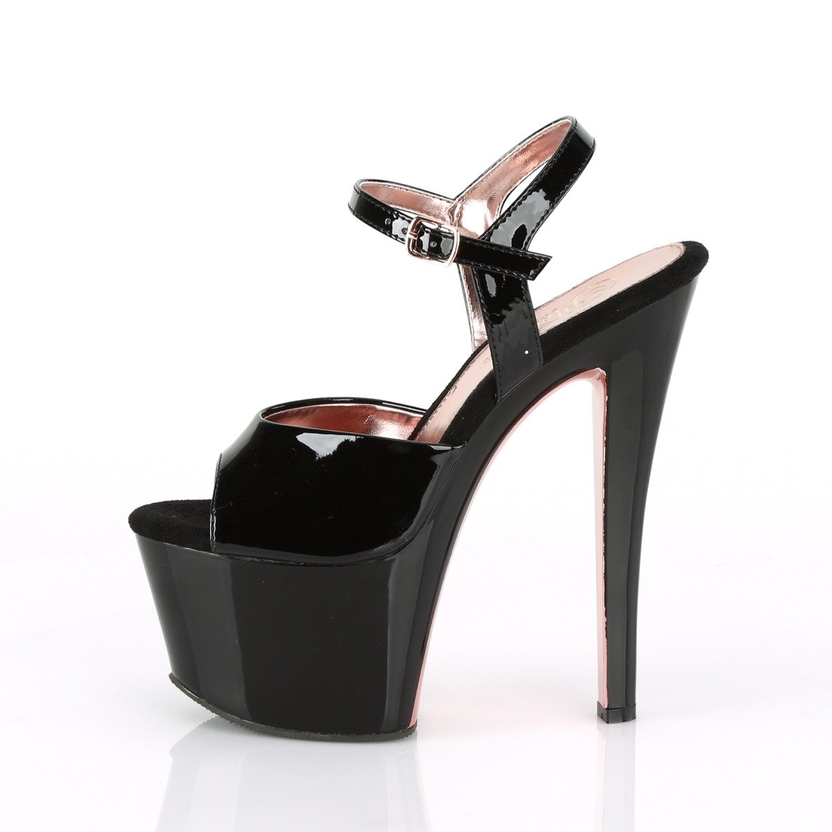 Pleaser Sky-309TT B/B-ROGCH - Shiny Black High-Platform Sandals