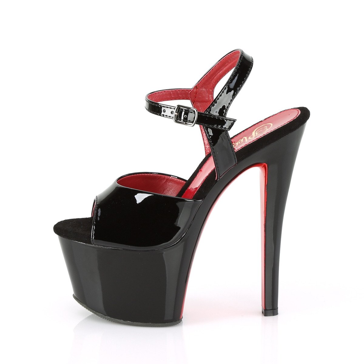 Pleaser Sky-309TT B/B-RCH - Shiny Black High-Platform Sandals