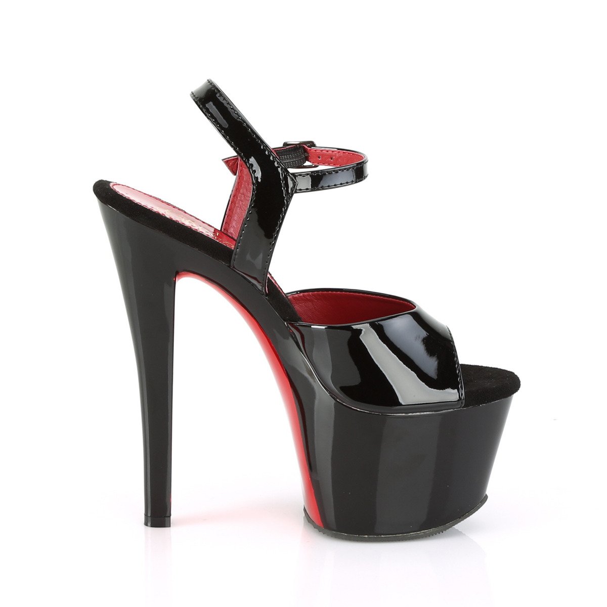 Pleaser Sky-309TT B/B-RCH - Shiny Black High-Platform Sandals