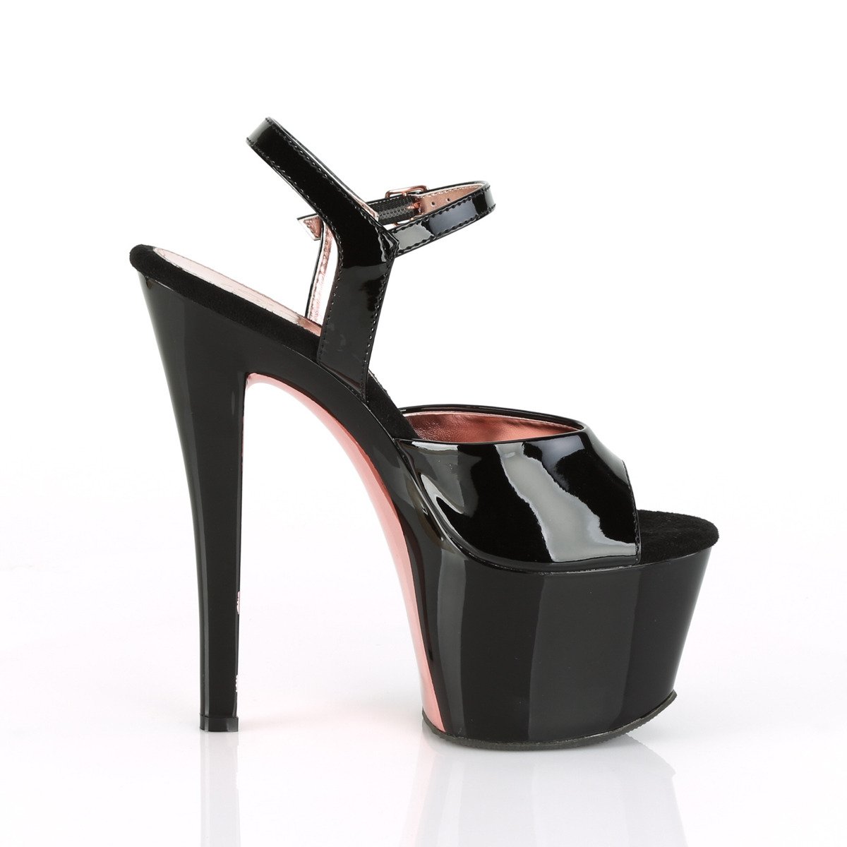 Pleaser Sky-309TT B/B-ROGCH - Shiny Black High-Platform Sandals