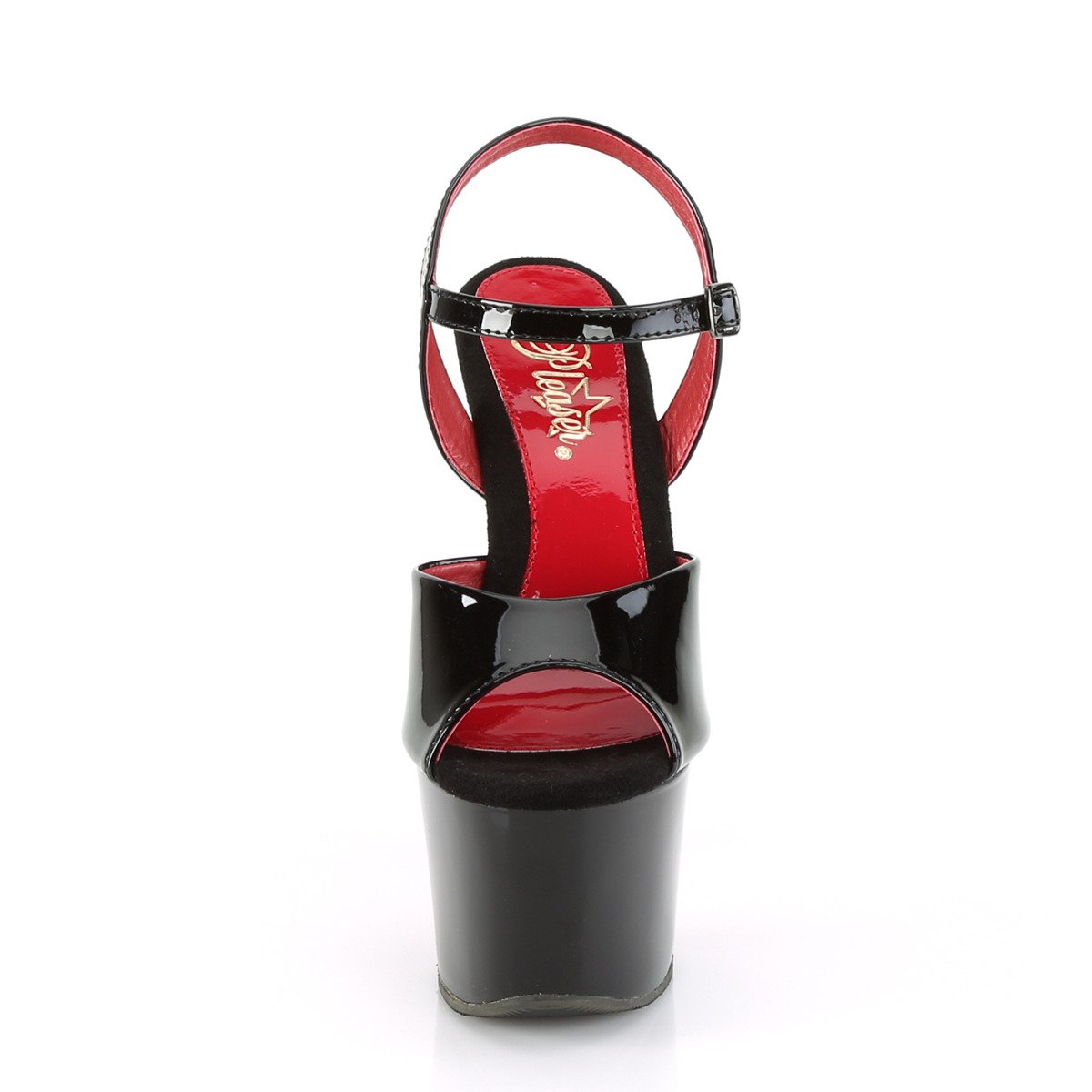 Pleaser Sky-309TT B/B-RCH - Shiny Black High-Platform Sandals
