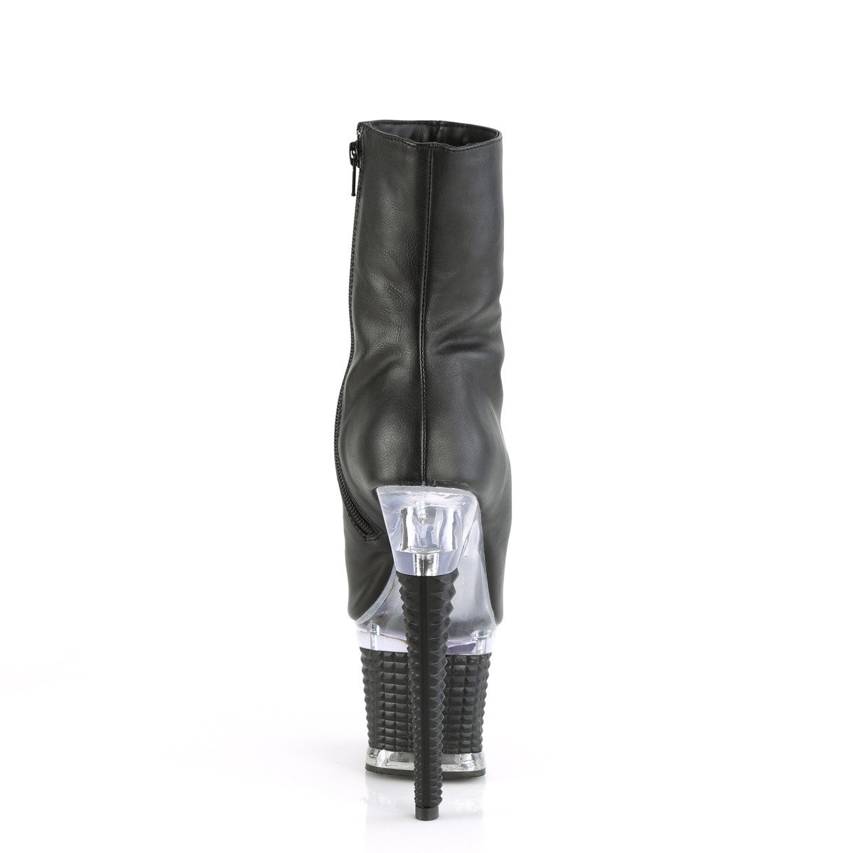 Pleaser Spectator-1012 BPU/C-B - Black High-Platform Peep Toe Boots