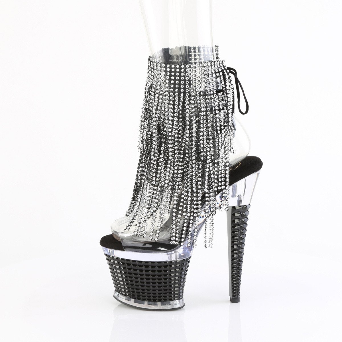 Pleaser Spectator-1017RSF C/C-B - Clear High-Platform Ankle Strap Heels