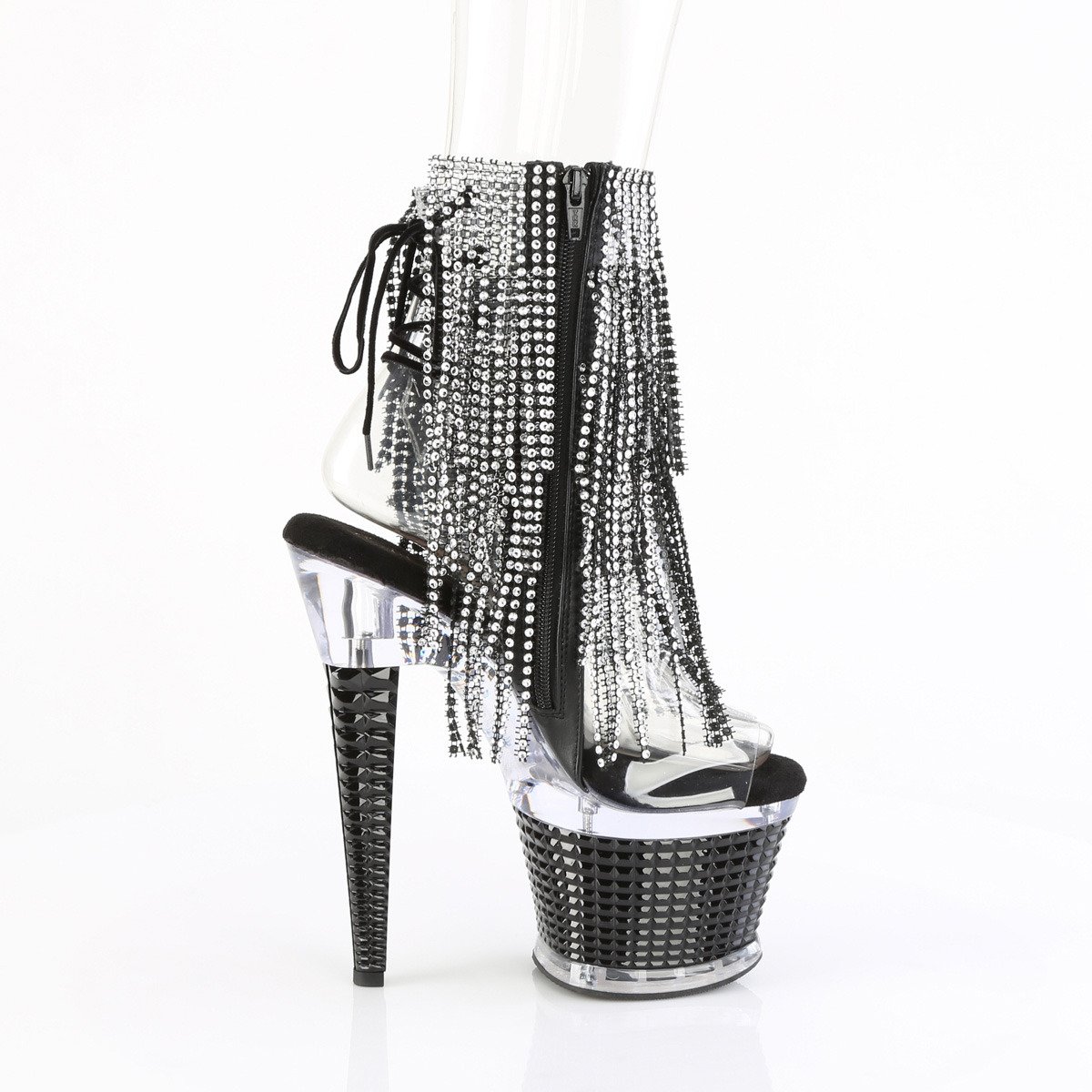 Pleaser Spectator-1017RSF C/C-B - Clear High-Platform Ankle Strap Heels