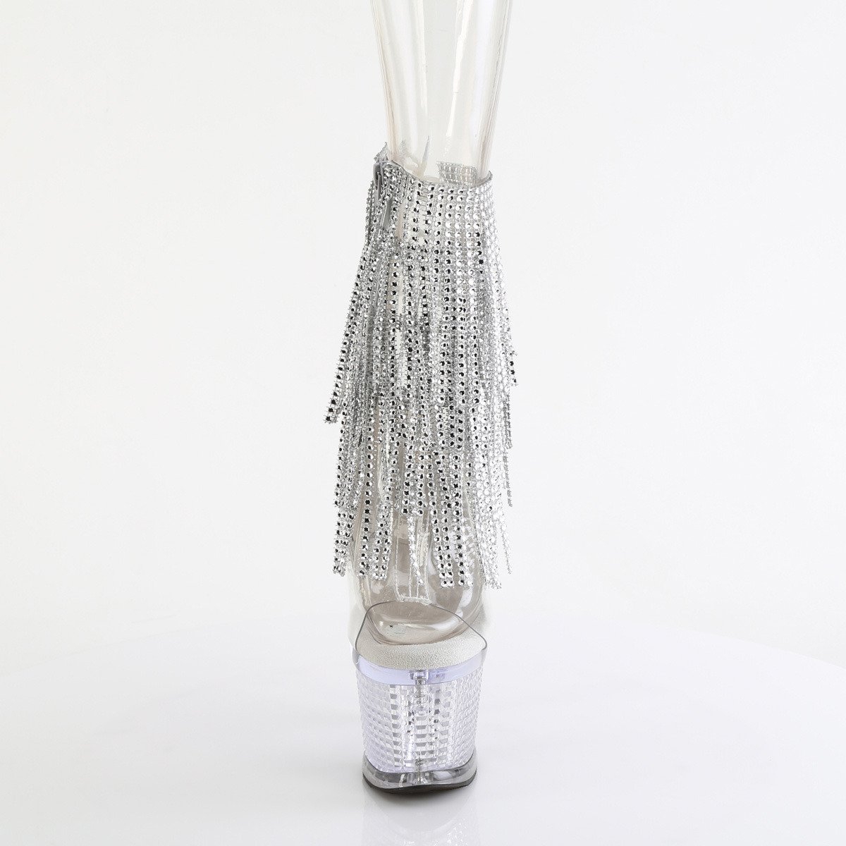 Pleaser Spectator-1017RSF C-S/C - Clear High-Platform Ankle Strap Heels